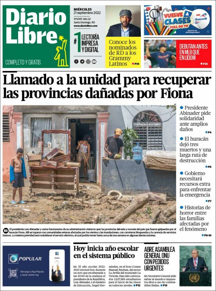 Portada de Diario Libre (R. Dominicana)