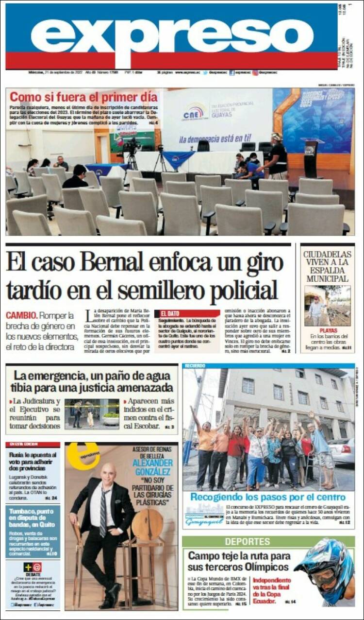 Portada de Expreso (Ecuador)