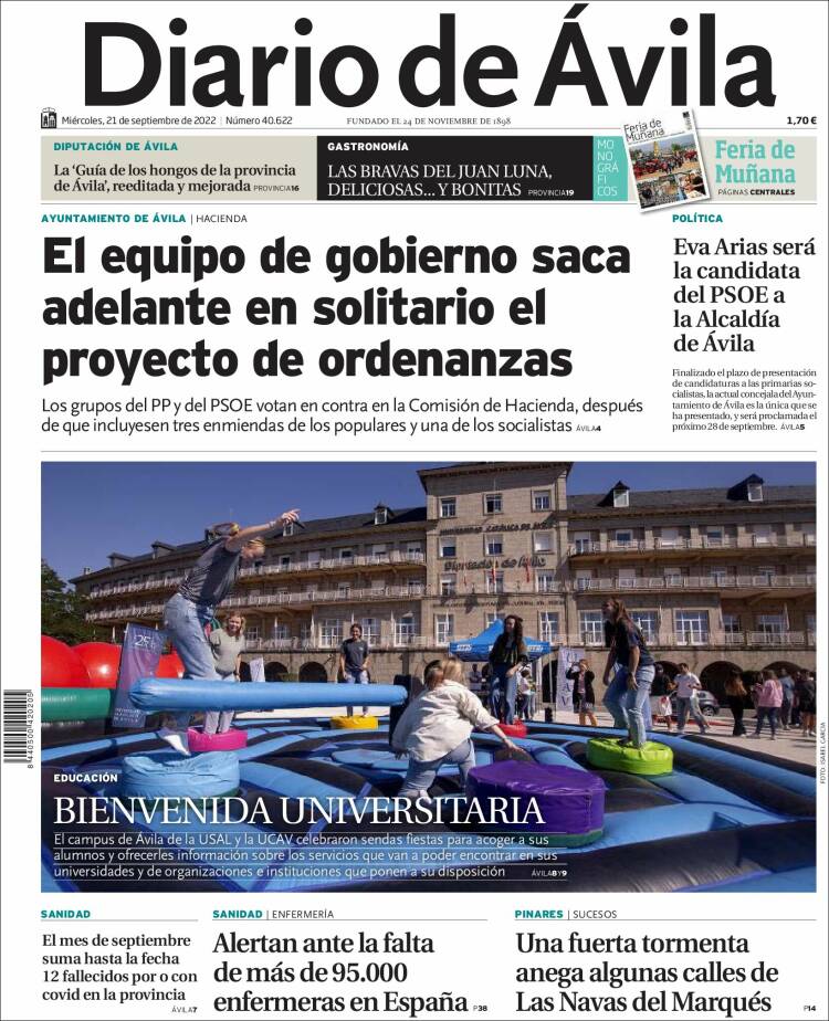 Portada de Diario de Ávila (España)