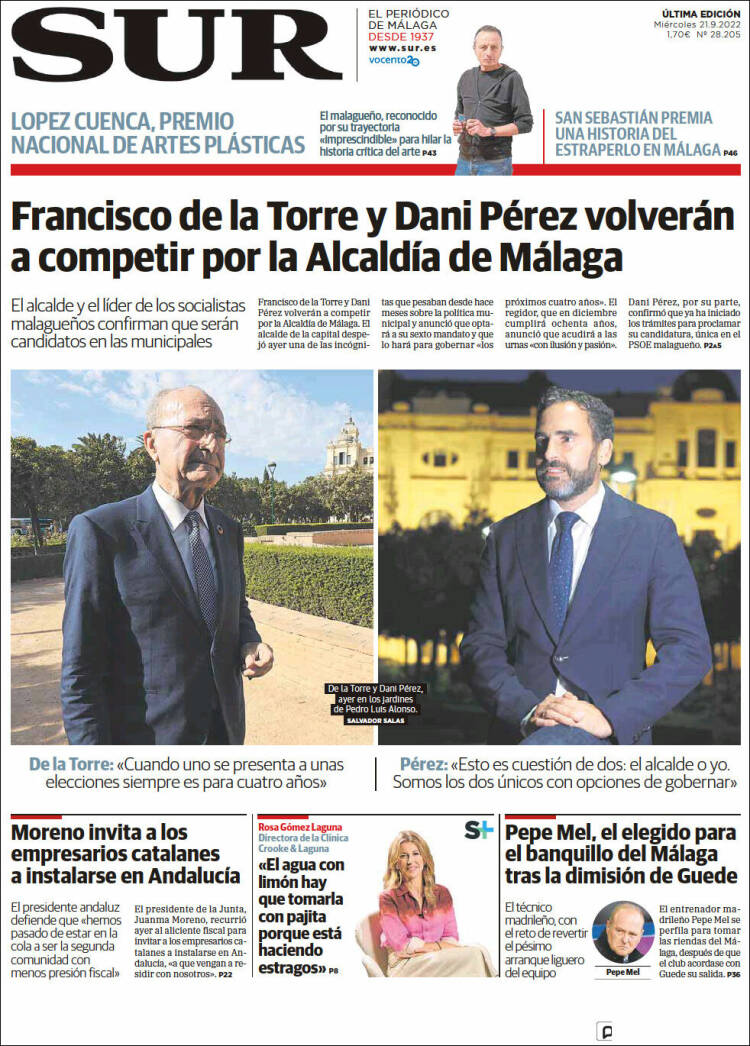 Portada de Diario el Sur (España)