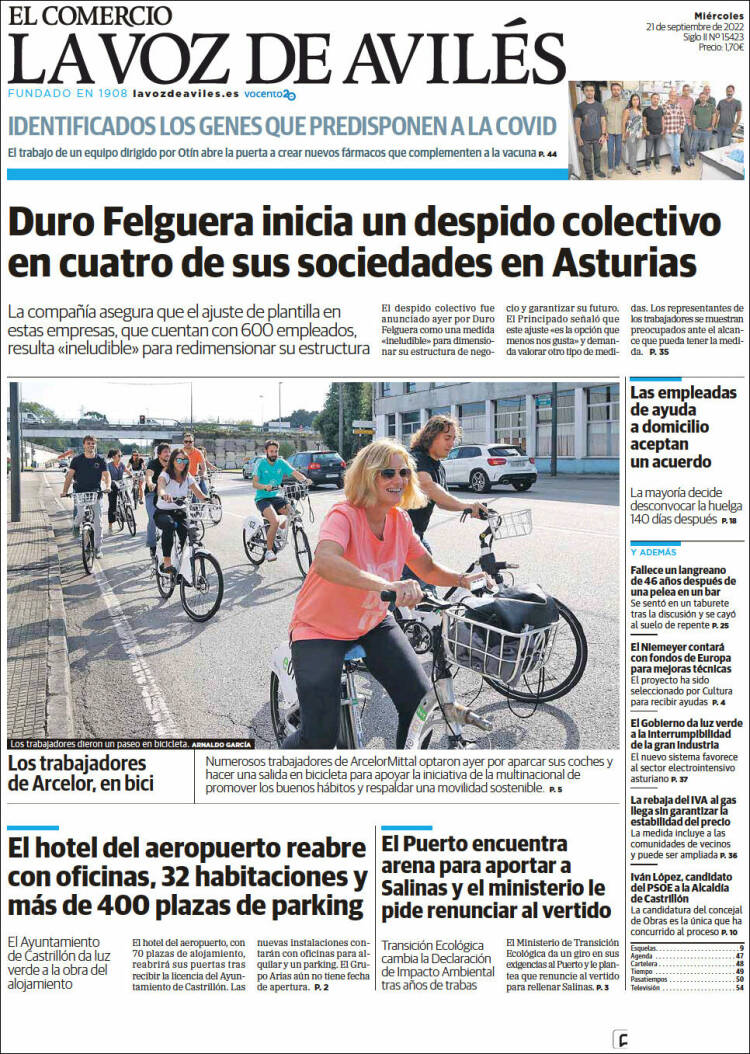 Portada de El Comercio - Avilés (España)