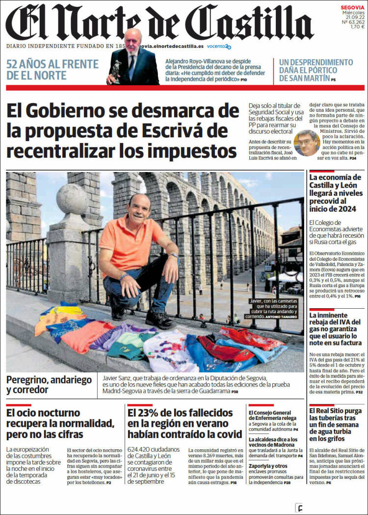 Portada de Norte de Castilla - Segovia (España)