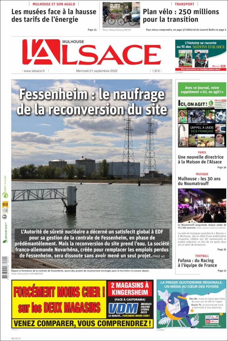 Portada de Journal L'Alsace (Francia)