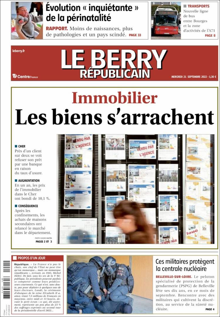 Portada de Berry Republicain (Francia)