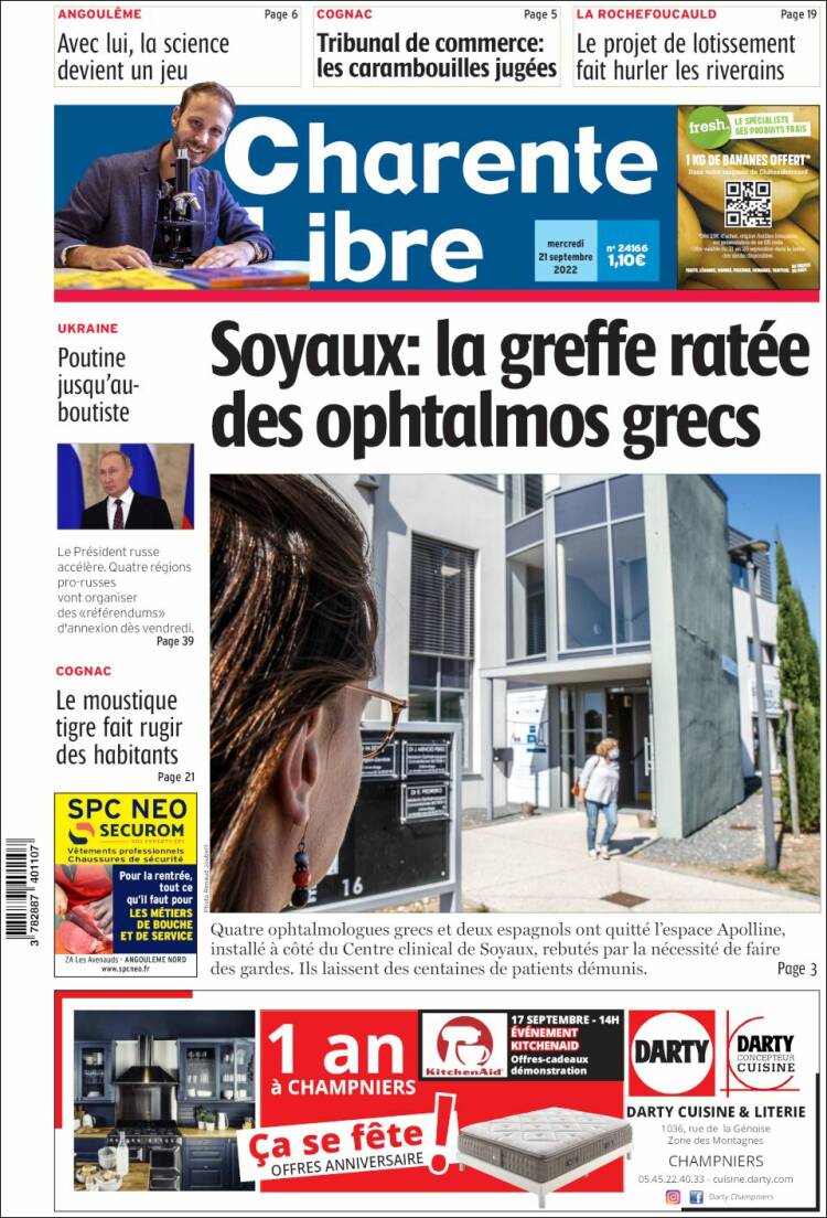 Portada de Charente Libre (Francia)