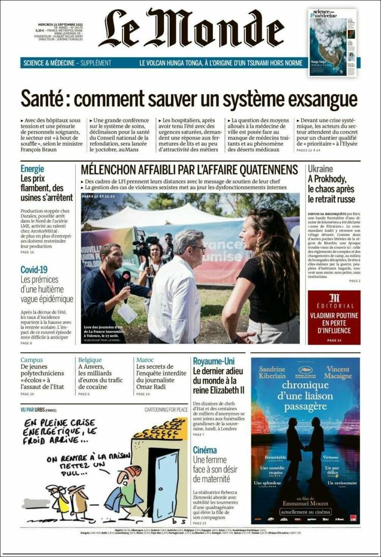 Portada de Le Monde (Francia)