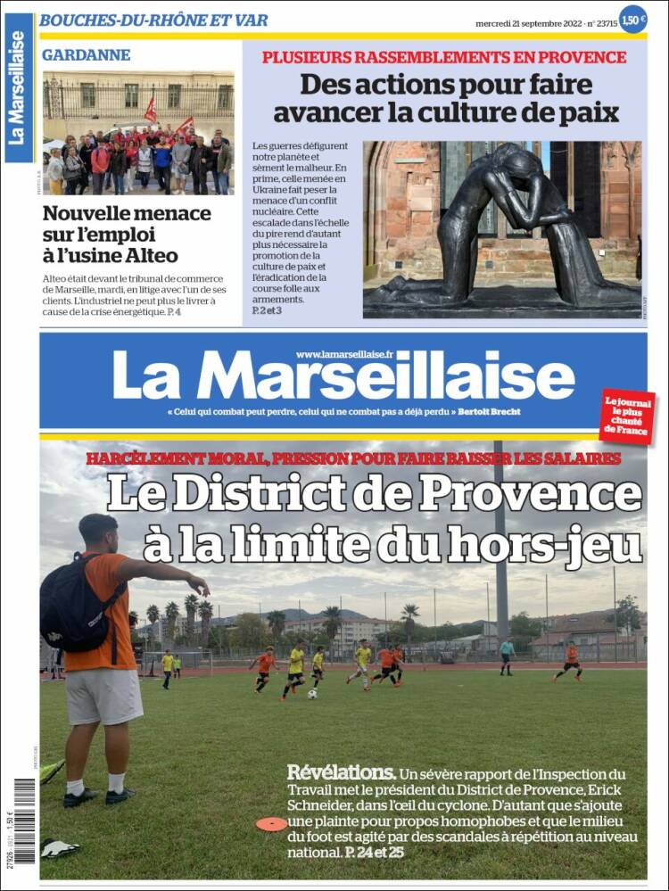 Portada de La Marseillaise (Francia)