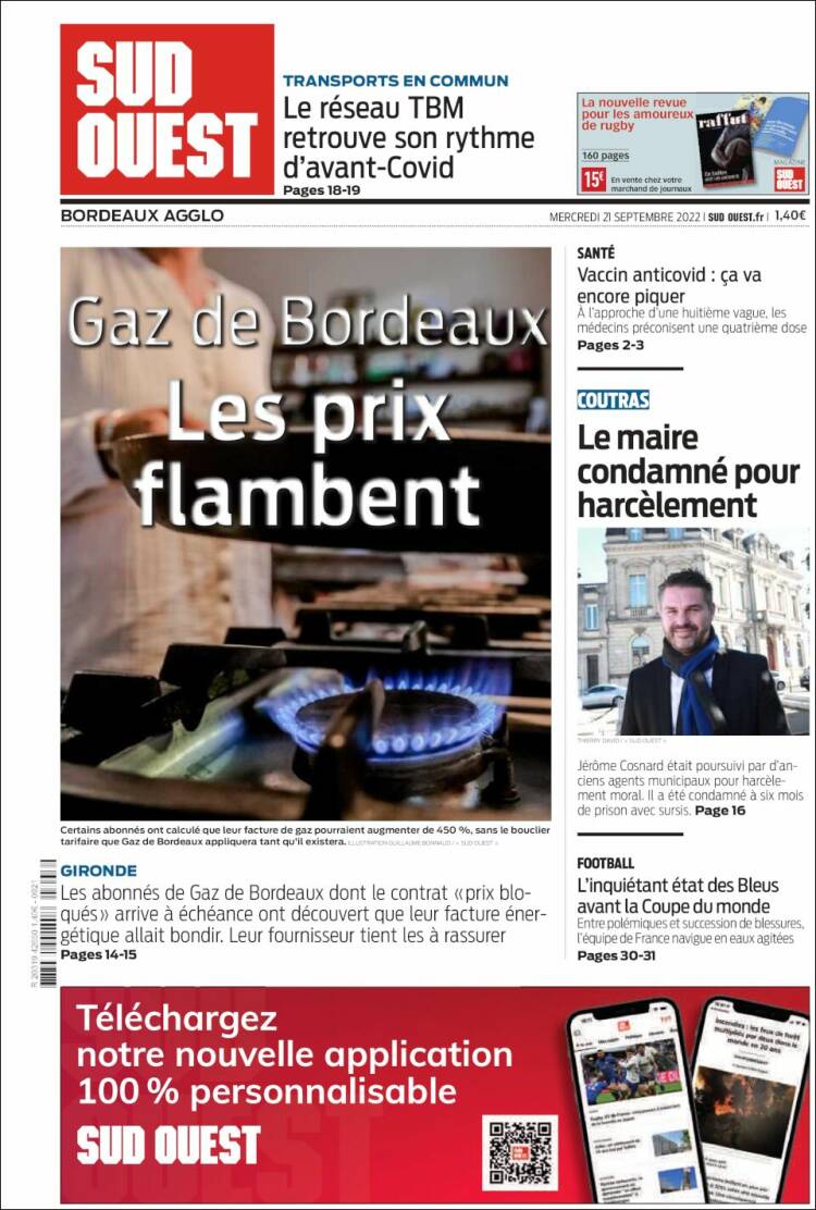 Portada de Sud Ouest (Francia)