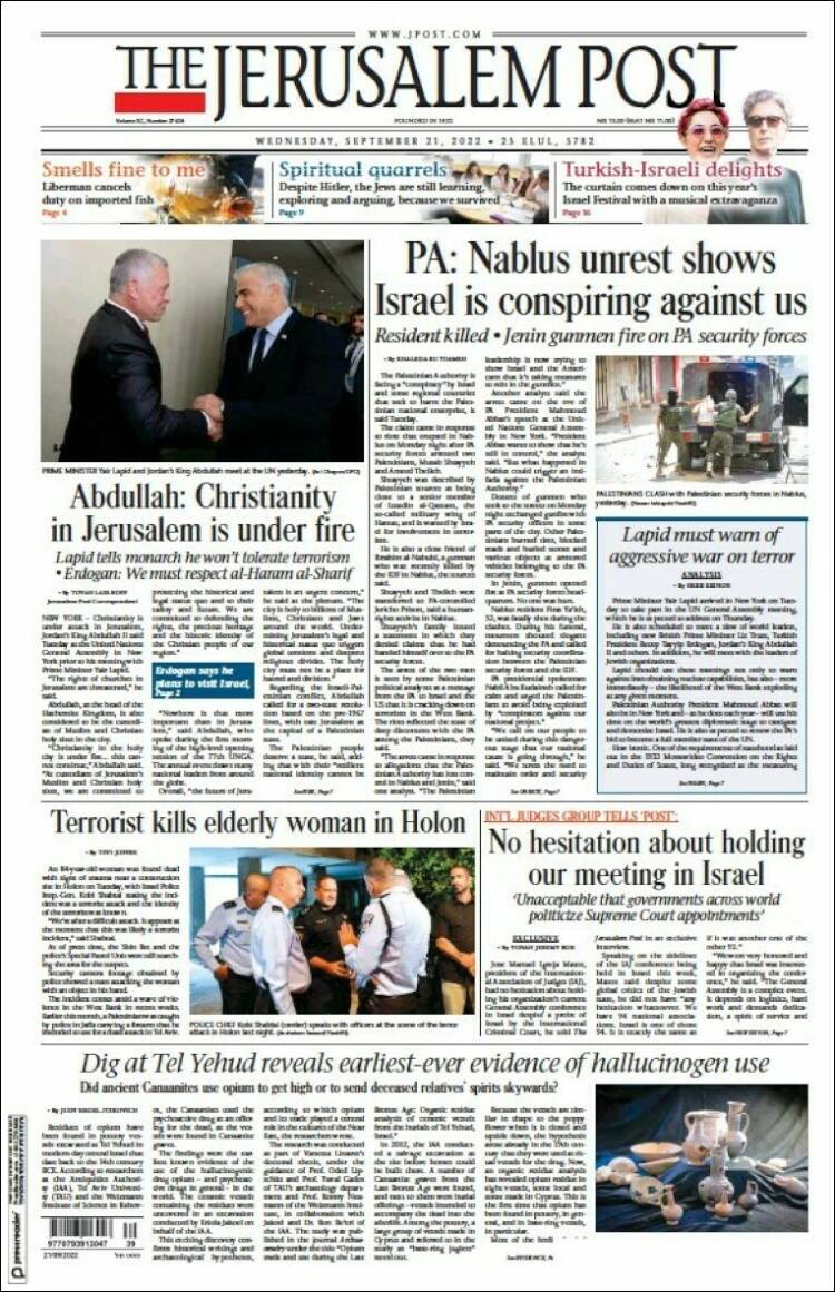 Portada de The Jerusalem Post (Israel)