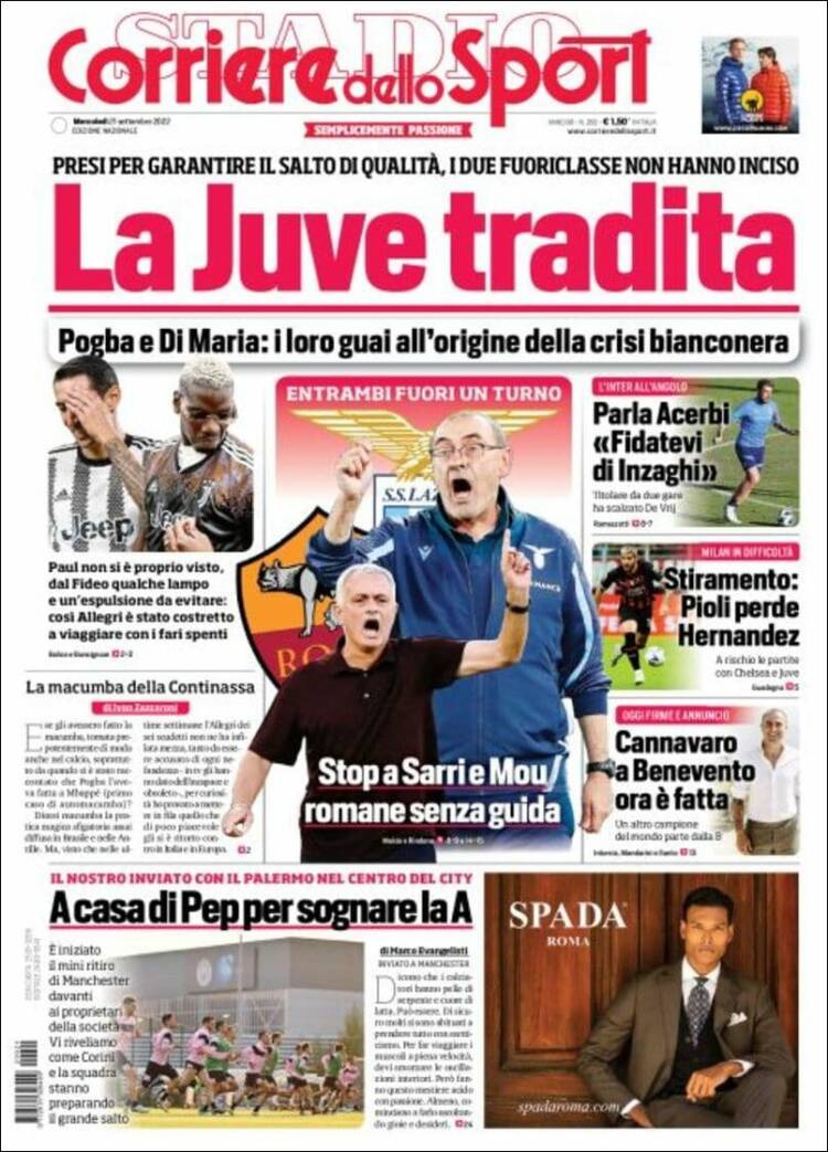 Portada de Corriere dello Sport (Italia)