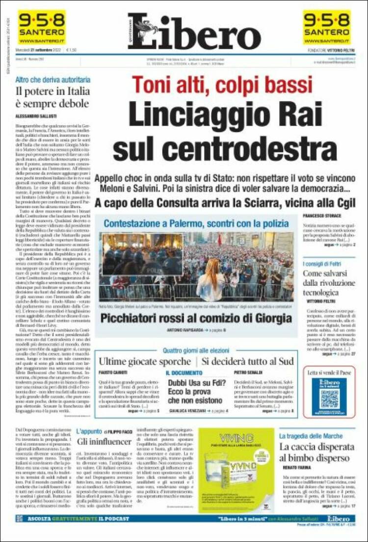 Portada de Libero (Italia)