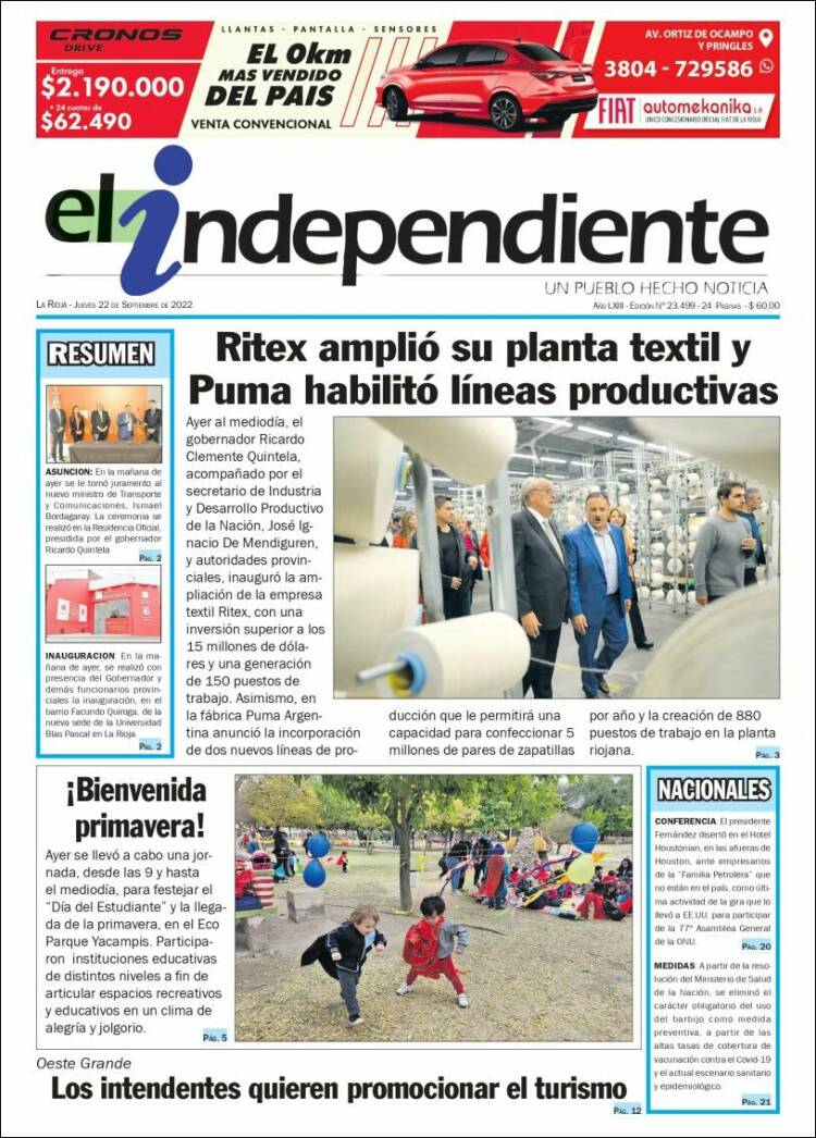 Portada de El Independiente (Argentina)