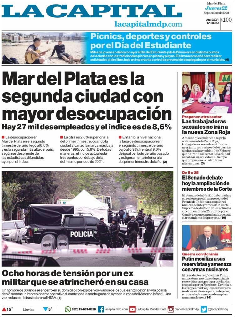 Portada de Diario La Capital - Mar del Plata (Argentina)