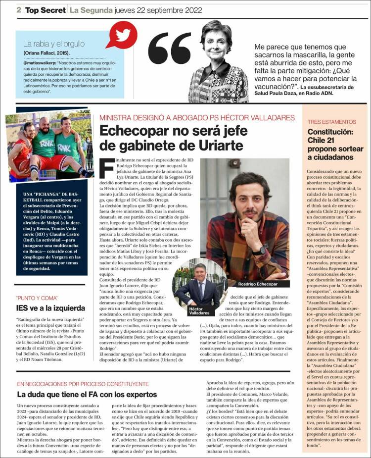 Portada de La Segunda (Chile)