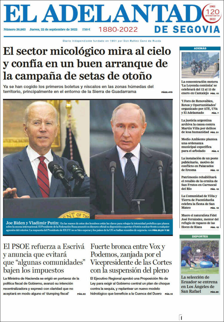 Portada de El Adelantado de Segovia (Espagne)