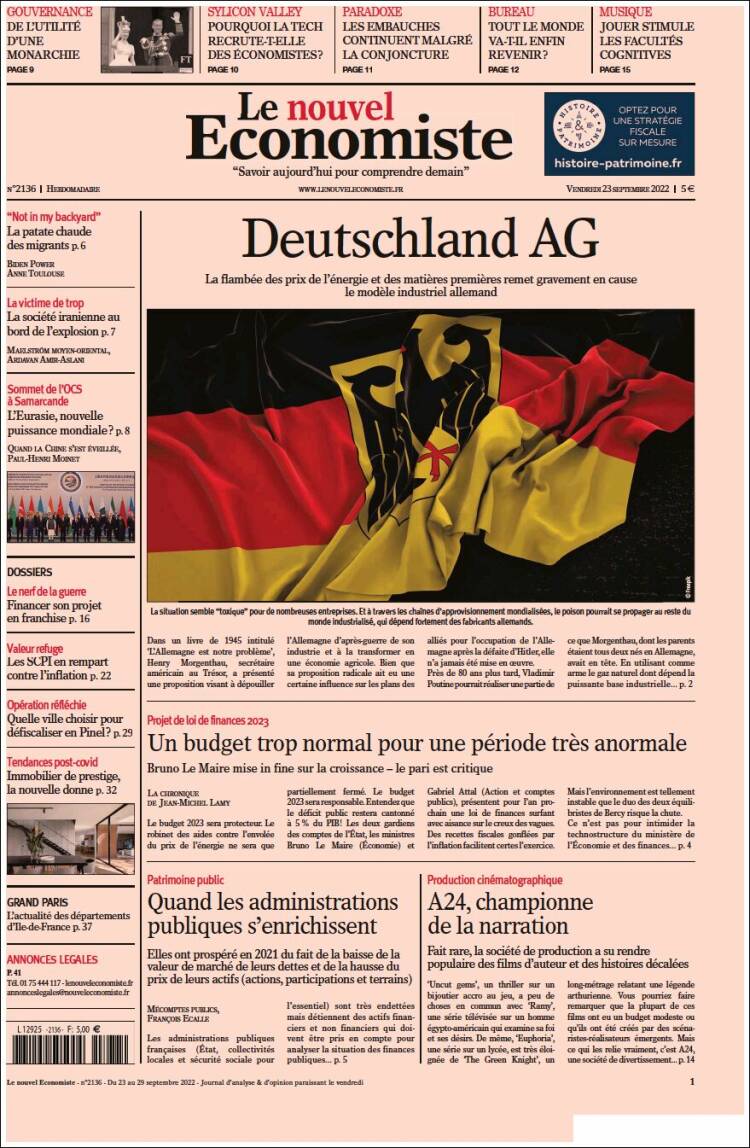 Portada de Le nouvel Economiste (Francia)