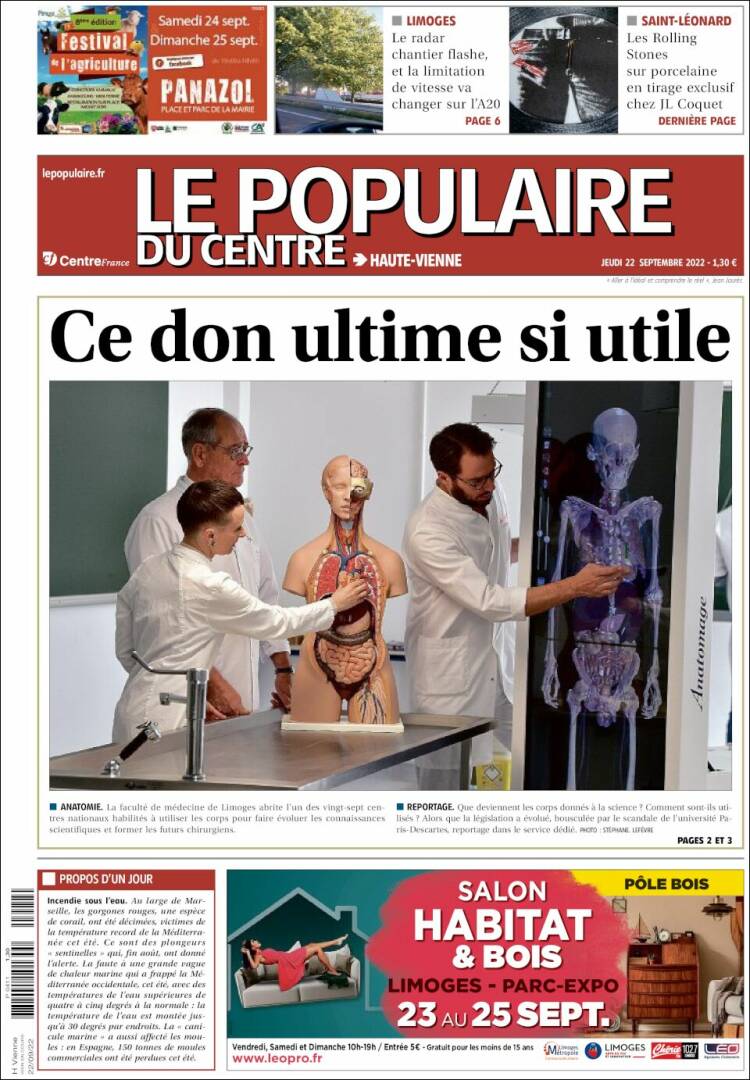 Portada de Le Populaire du Centre (Francia)