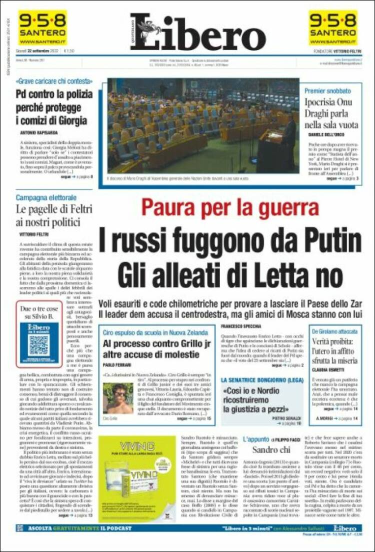 Portada de Libero (Italia)