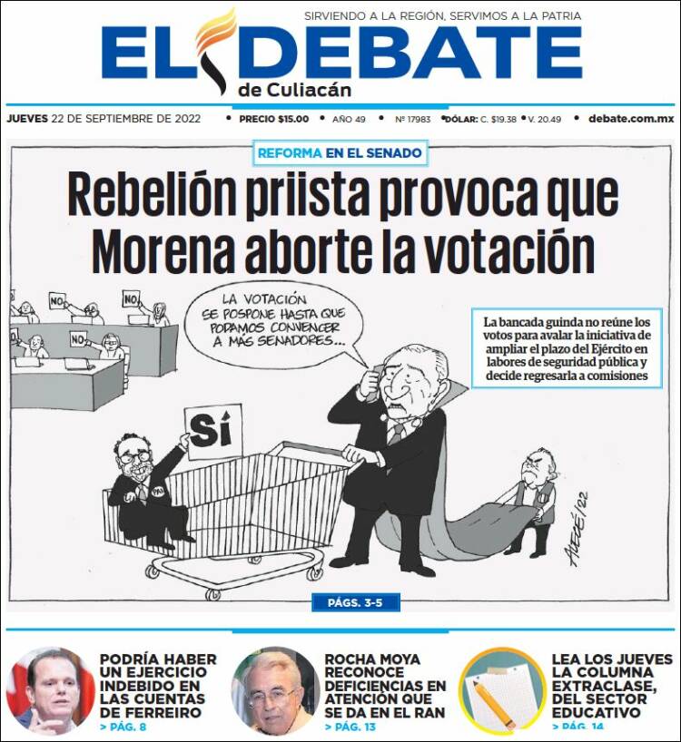 Portada de El Debate de Culiacán (México)