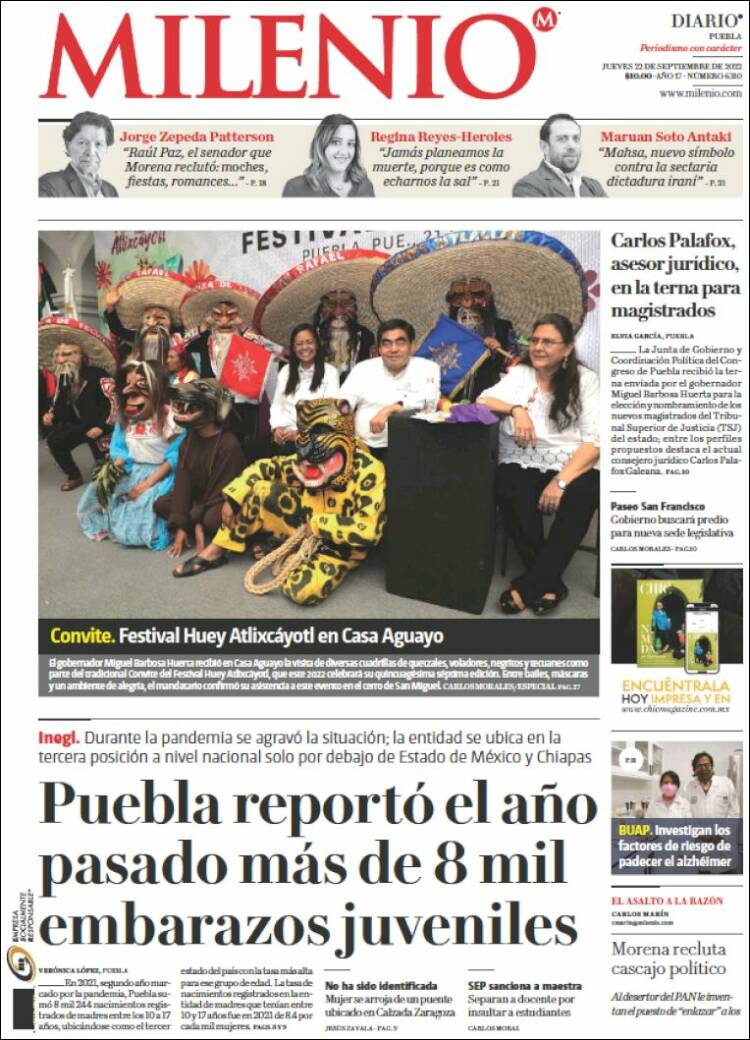 Portada de Milenio de Puebla (México)