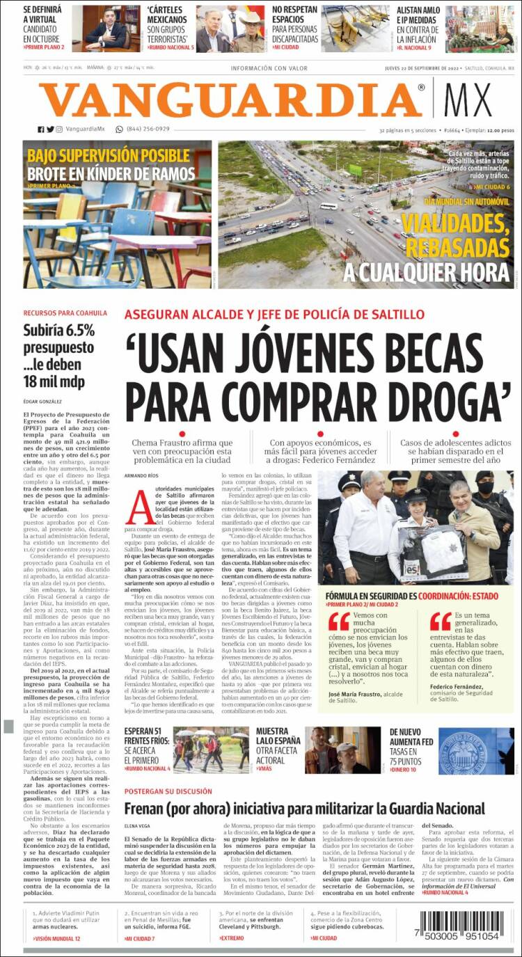 Portada de Vanguardia (México)