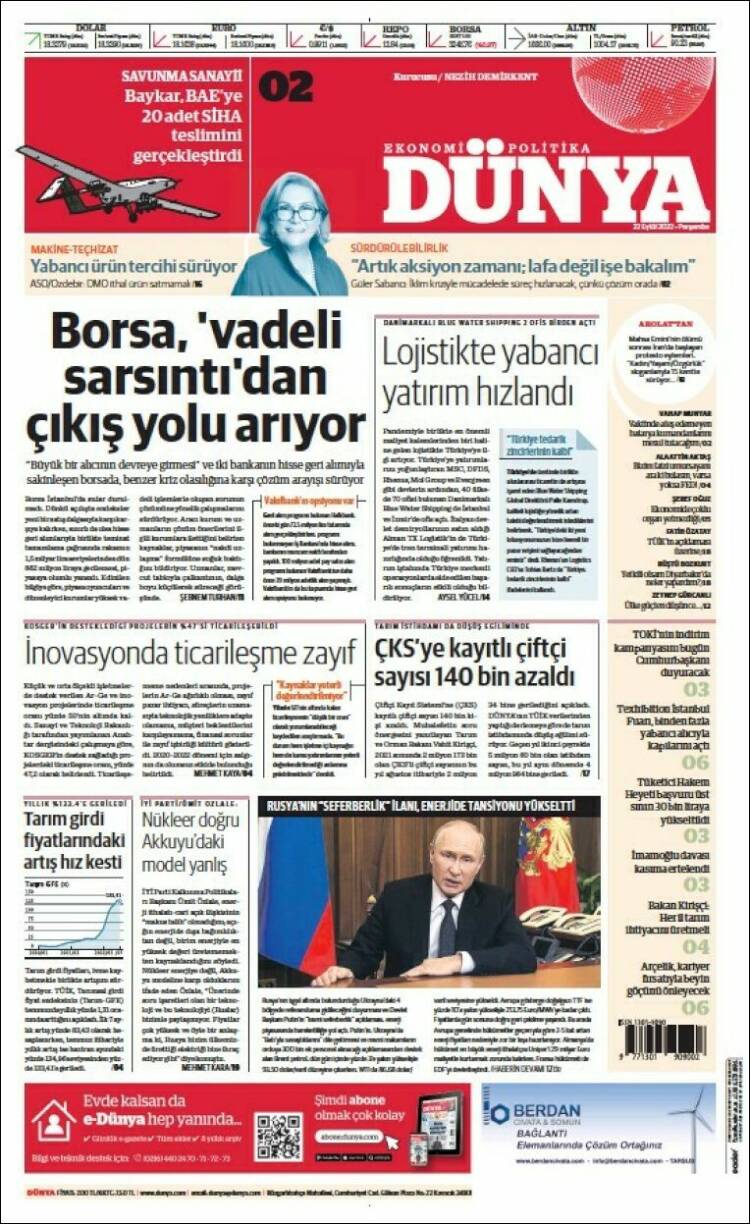 Portada de Dünya (Turqu&iacute;a)