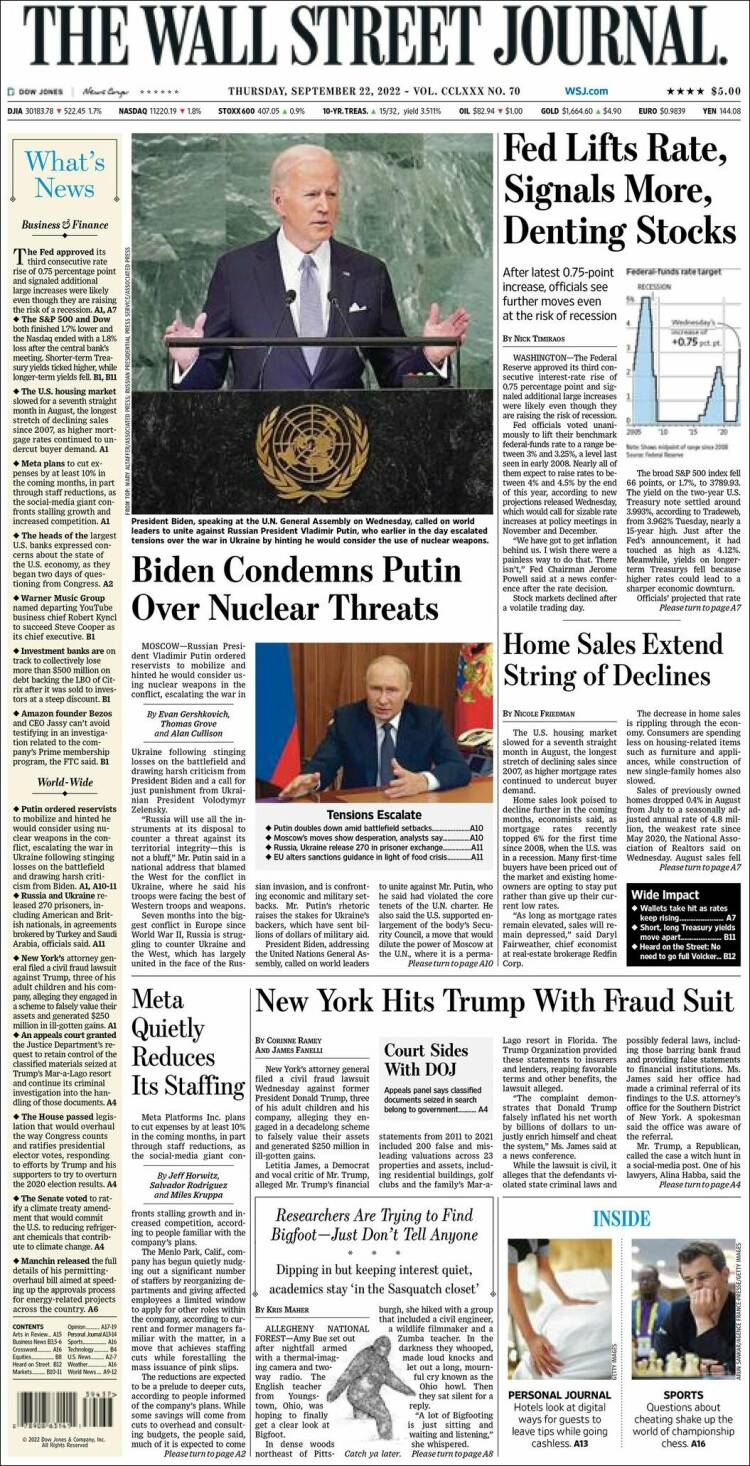 Portada de Wall Street Journal (USA)