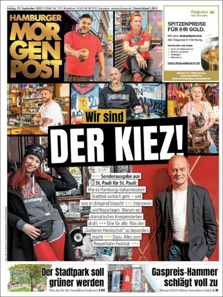 Portada de Hamburger Morgenpost  (Allemagne)