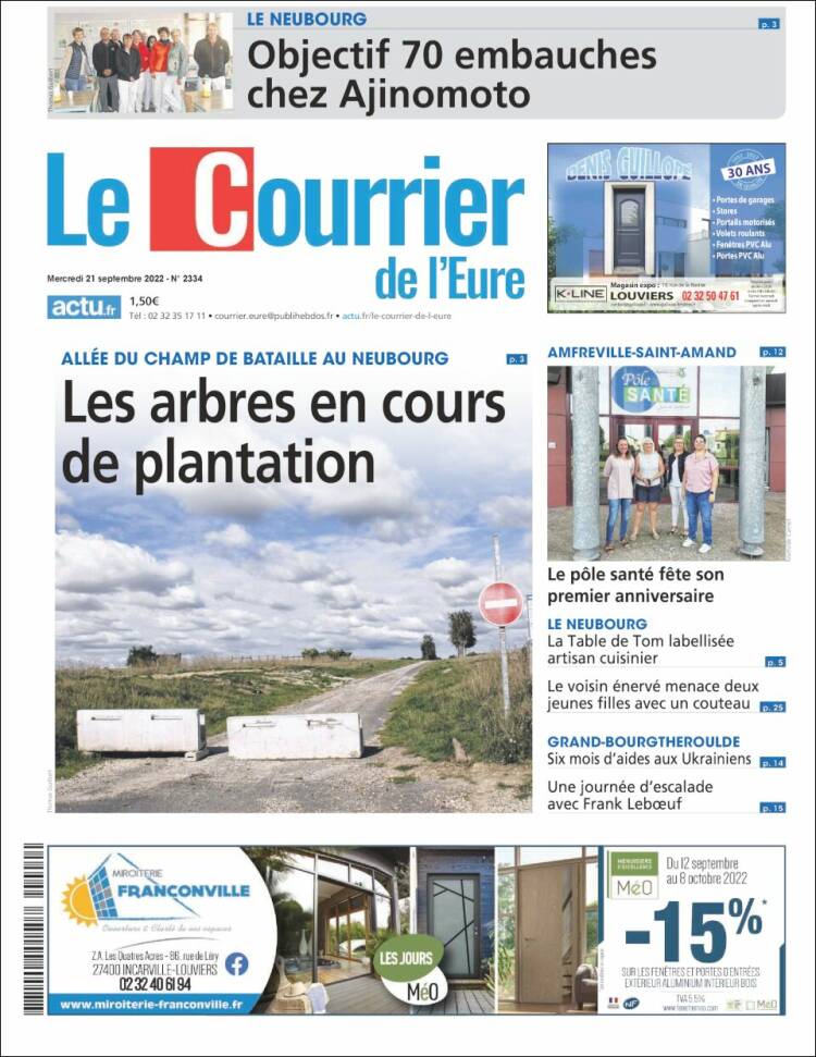 Portada de Le Courrier de l'Ouest (Francia)