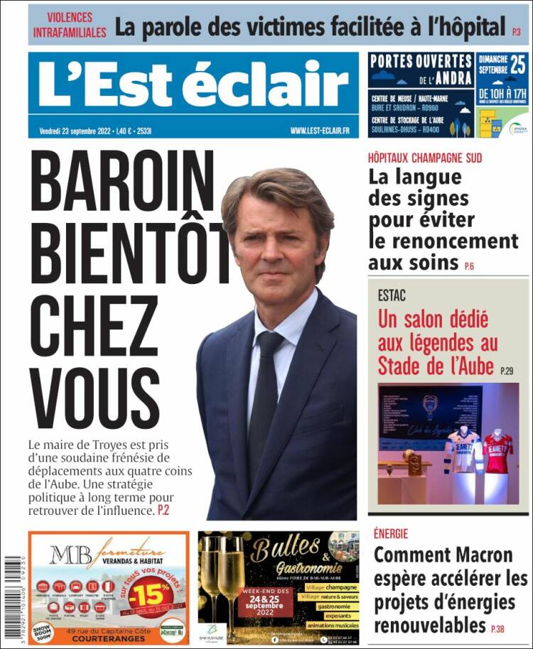 Portada de L'Est Eclair (Francia)