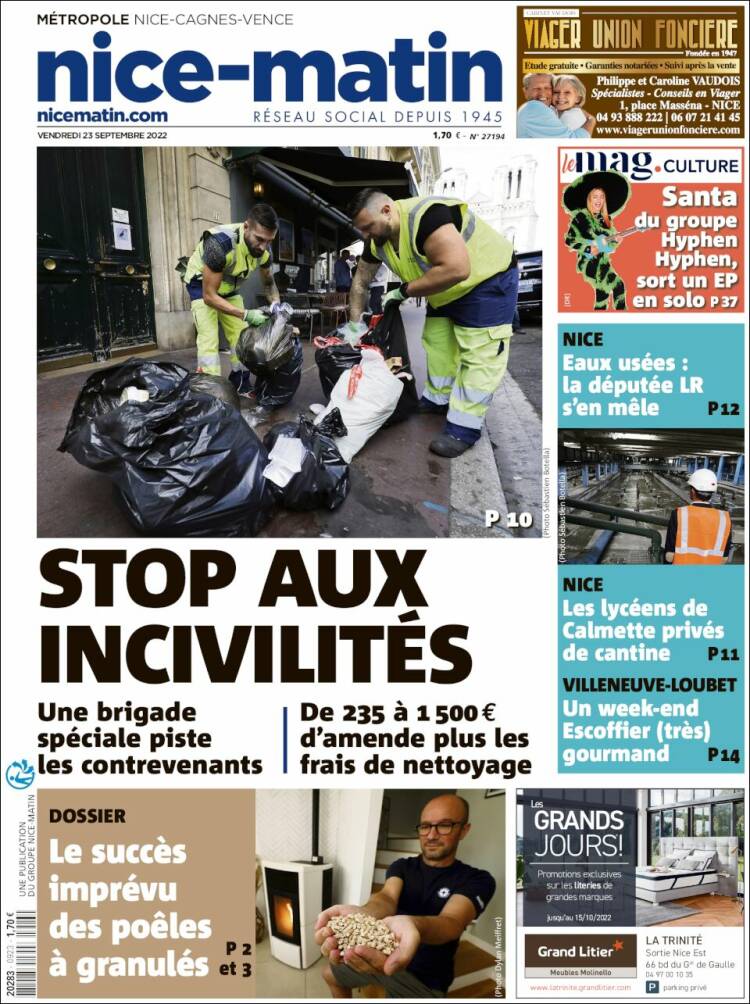 Portada de Nice-Matin (Francia)