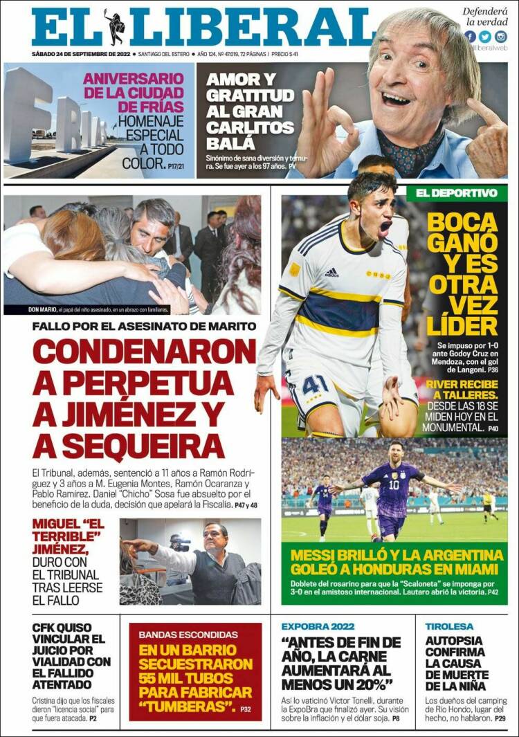Portada de Diario El Liberal (Argentina)