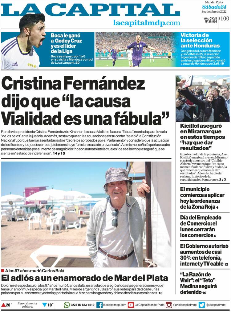 Portada de Diario La Capital - Mar del Plata (Argentina)
