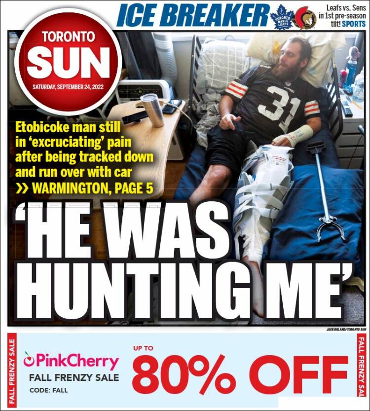 Portada de The Toronto Sun (Canadá)