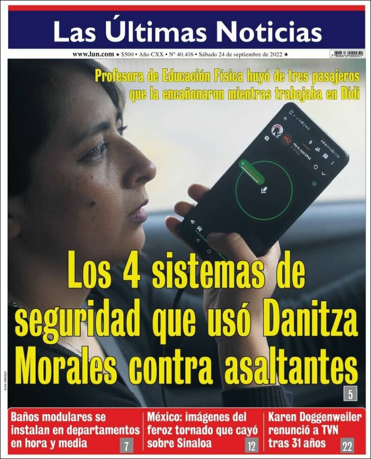 Portada de Las Últimas Noticias (Chile)
