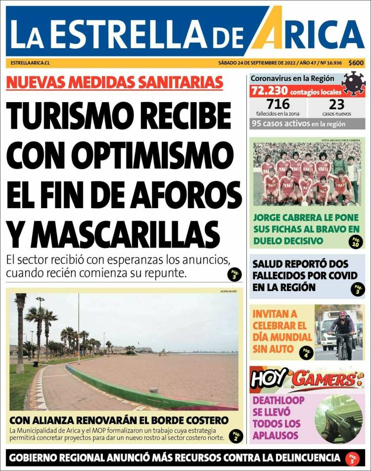 Portada de La Estrella de Arica (Chile)