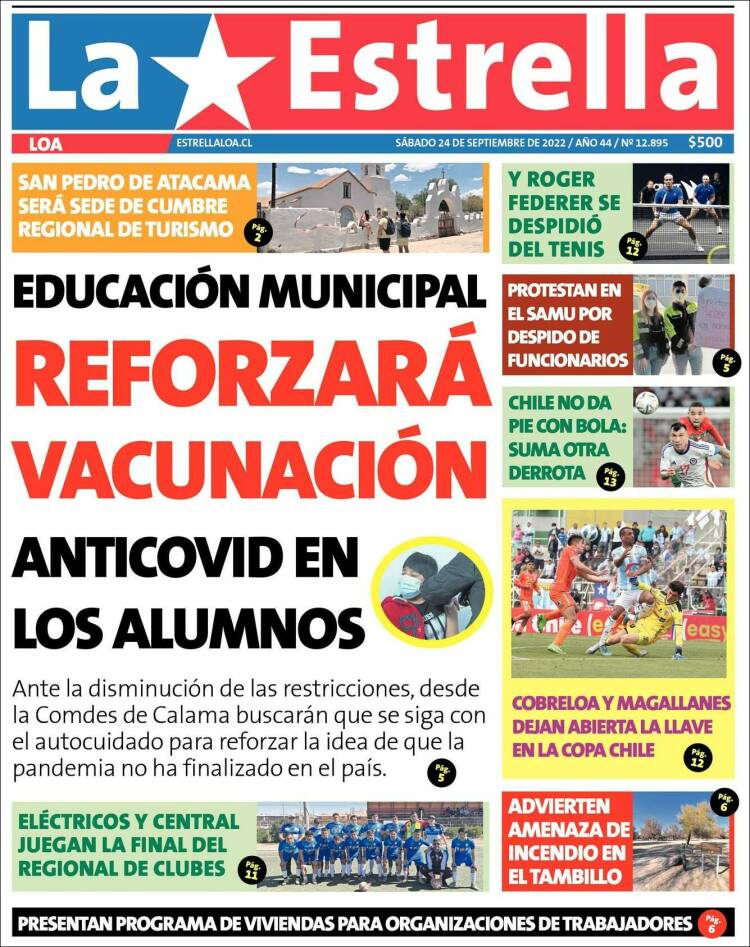 Portada de La Estrella de Loa (Chile)