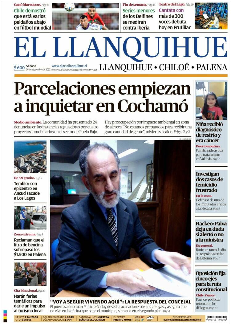 Portada de El Llanquihue (Chile)