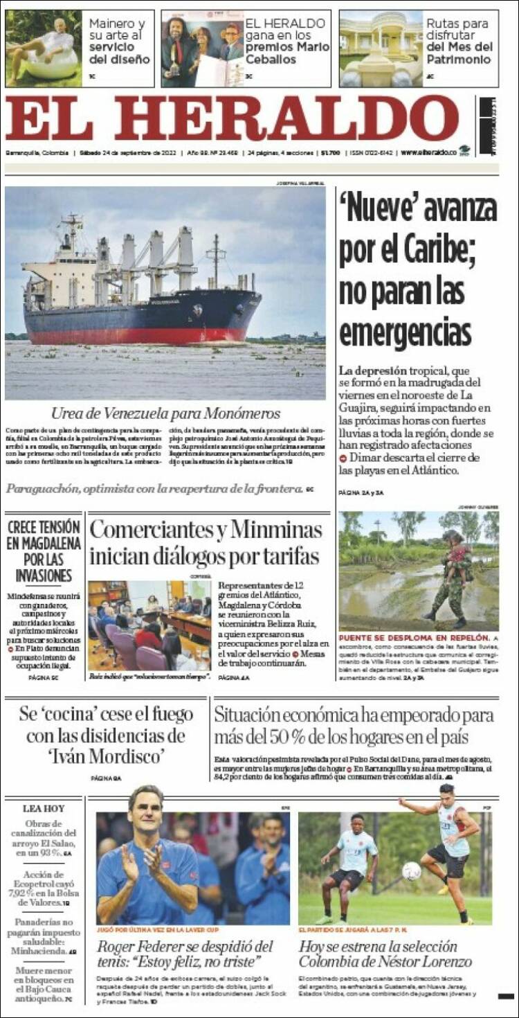 Portada de El Heraldo (Colombia)