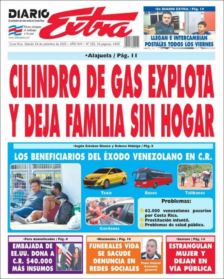 Portada de Diario Extra (Costa Rica)
