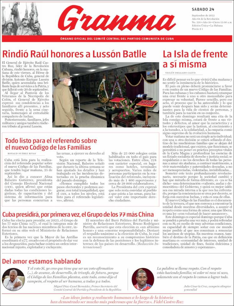 Portada de Granma (Cuba)