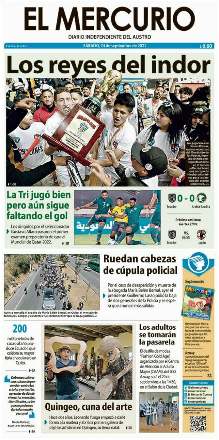 Portada de Diario El Mercurio (Ecuador)