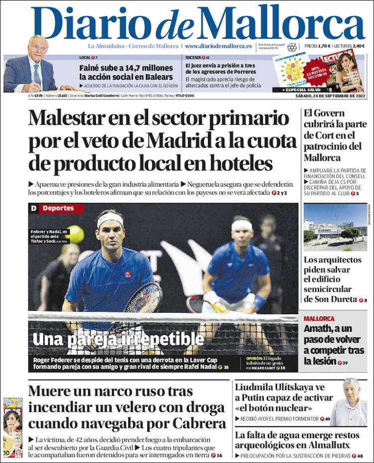 Portada de Diario de Mallorca (España)