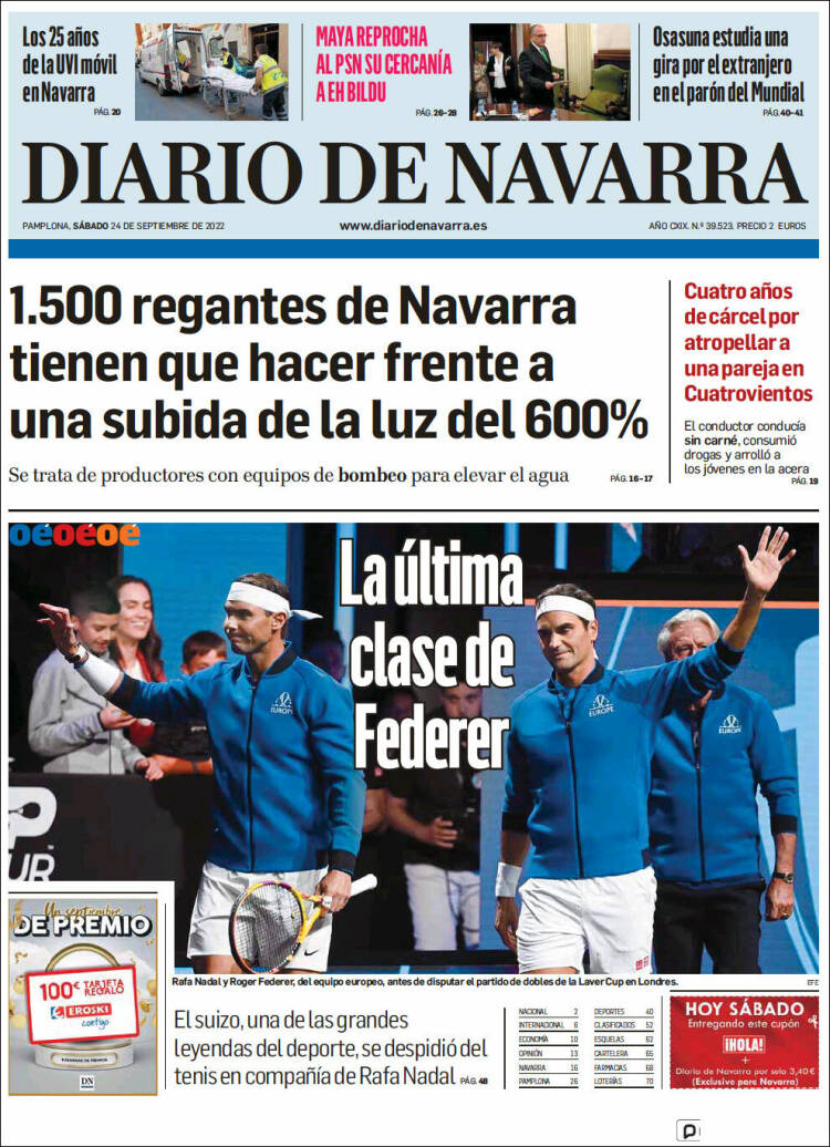 Portada de Diario de Navarra (Espagne)