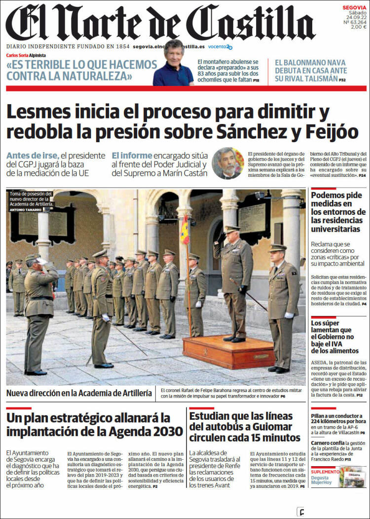 Portada de Norte de Castilla - Segovia (España)