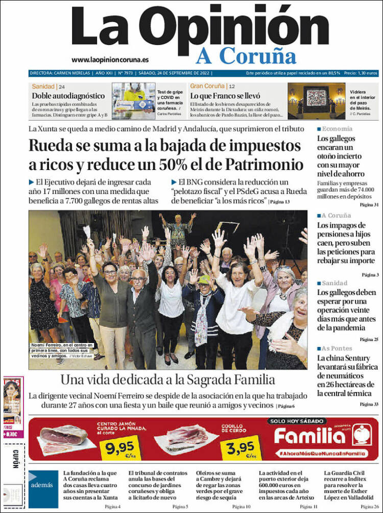 Portada de La Opinión de A Coruña (Espagne)