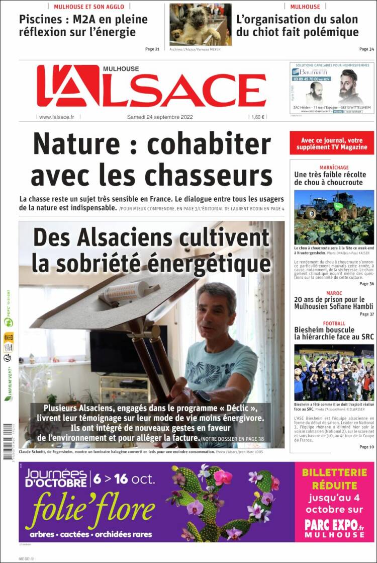 Portada de Journal L'Alsace (Francia)