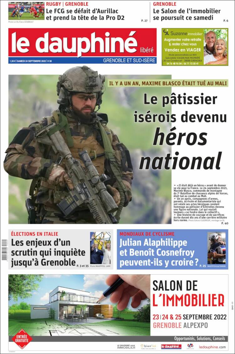 Portada de Le Dauphiné Libéré (Francia)