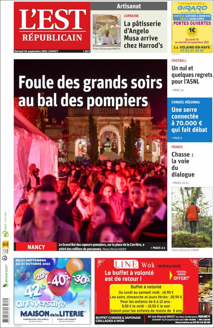 Portada de L'Est Republicain (Francia)