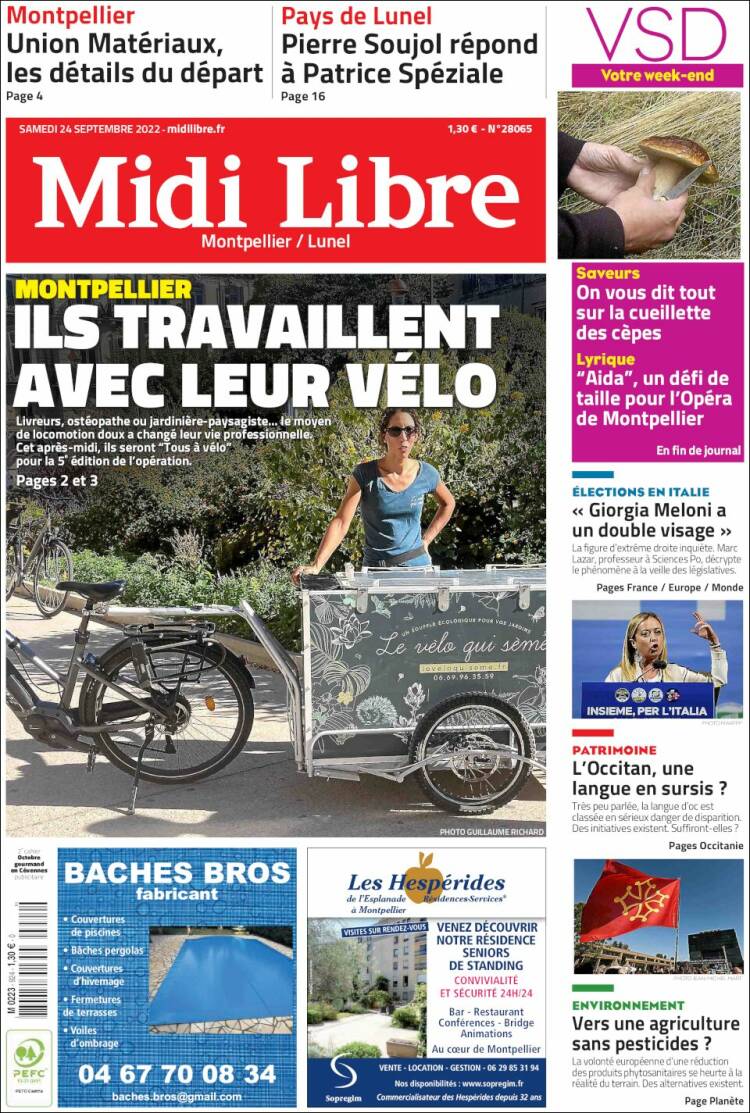 Portada de Midi Libre (Francia)